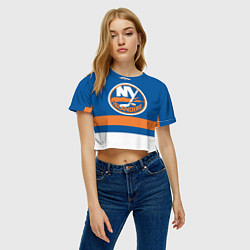 Футболка 3D укороченная женская New York Islanders, цвет: 3D-принт — фото 2