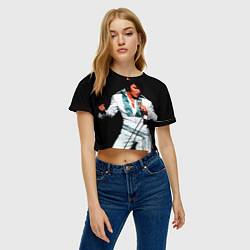 Футболка 3D укороченная женская Элвис поет, цвет: 3D-принт — фото 2