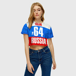 Футболка 3D укороченная женская Russia: from 64, цвет: 3D-принт — фото 2