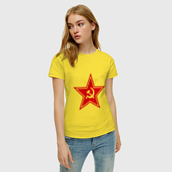 Футболка хлопковая женская Звезда СССР, цвет: желтый — фото 2