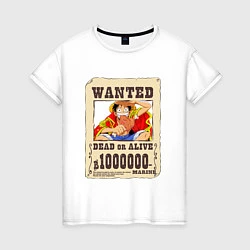 Футболка хлопковая женская Wanted Luffy, цвет: белый