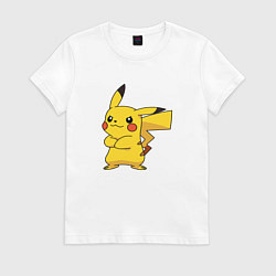 Футболка хлопковая женская Злой Пикачу, цвет: белый