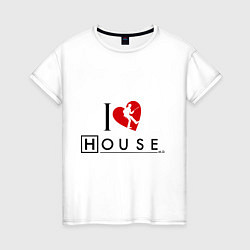 Футболка хлопковая женская I love House MD, цвет: белый