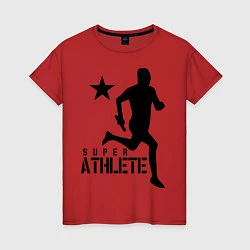 Футболка хлопковая женская Лёгкая атлетика, цвет: красный