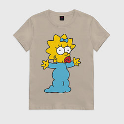 Футболка хлопковая женская Maggie Simpson, цвет: миндальный