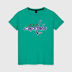 Футболка хлопковая женская Washington Capitals, цвет: зеленый