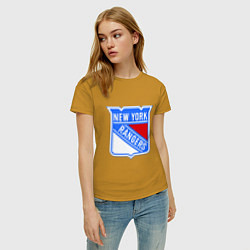 Футболка хлопковая женская New York Rangers, цвет: горчичный — фото 2
