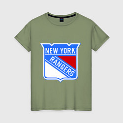 Футболка хлопковая женская New York Rangers, цвет: авокадо