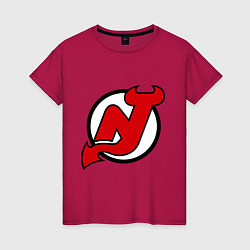 Футболка хлопковая женская New Jersey Devils, цвет: маджента