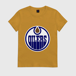 Футболка хлопковая женская Edmonton Oilers, цвет: горчичный
