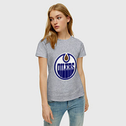 Футболка хлопковая женская Edmonton Oilers, цвет: меланж — фото 2