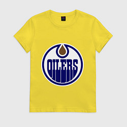 Футболка хлопковая женская Edmonton Oilers, цвет: желтый