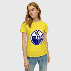 Футболка хлопковая женская Edmonton Oilers, цвет: желтый — фото 2