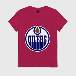 Футболка хлопковая женская Edmonton Oilers, цвет: маджента