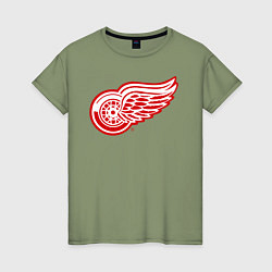 Футболка хлопковая женская Detroit Red Wings, цвет: авокадо