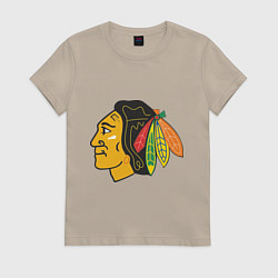 Футболка хлопковая женская Chicago Blackhawks, цвет: миндальный