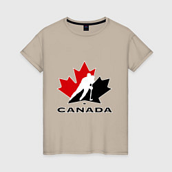 Футболка хлопковая женская Canada, цвет: миндальный