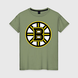 Футболка хлопковая женская Boston Bruins, цвет: авокадо