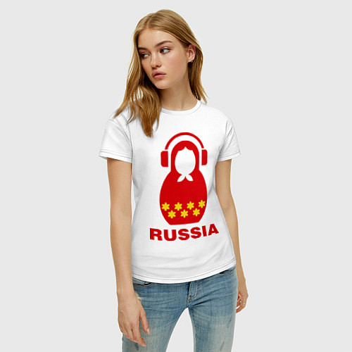 Женская футболка Russia dj / Белый – фото 3