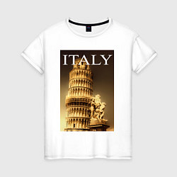Футболка хлопковая женская Leaning tower of Pisa, цвет: белый