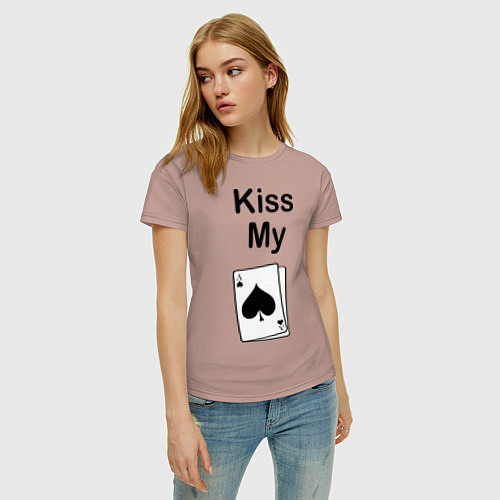 Женская футболка Kiss my card / Пыльно-розовый – фото 3