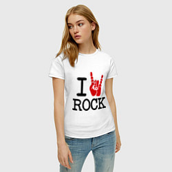 Футболка хлопковая женская I love rock, цвет: белый — фото 2