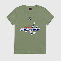 Футболка хлопковая женская Washington Capitals: Ovechkin 8, цвет: авокадо