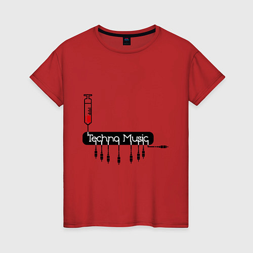 Женская футболка Techno Music Dope / Красный – фото 1