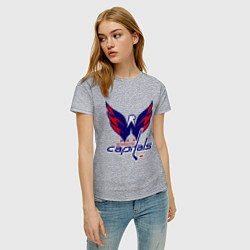 Футболка хлопковая женская Washington Capitals: Ovechkin, цвет: меланж — фото 2