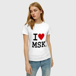 Футболка хлопковая женская I love MSK, цвет: белый — фото 2