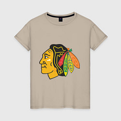 Футболка хлопковая женская Chicago Blackhawks: Kane, цвет: миндальный