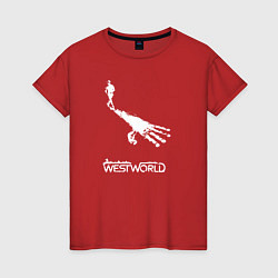Футболка хлопковая женская Westworld hand, цвет: красный
