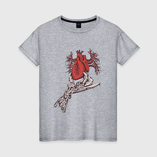Женская футболка Рука и сердце / Меланж – фото 1