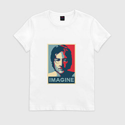 Футболка хлопковая женская Lennon Imagine, цвет: белый