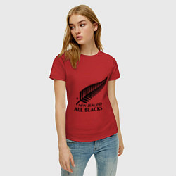 Футболка хлопковая женская New Zeland: All blacks, цвет: красный — фото 2