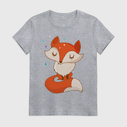 Футболка хлопковая женская Лисичка, цвет: меланж