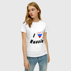 Футболка хлопковая женская I love Russia, цвет: белый — фото 2