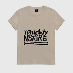 Футболка хлопковая женская Naughty by nature, цвет: миндальный