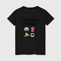 Футболка хлопковая женская Forever Hungry, цвет: черный