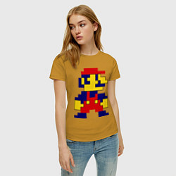 Футболка хлопковая женская Pixel Mario, цвет: горчичный — фото 2