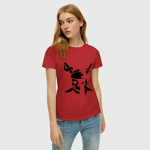 Женская футболка Пиратский знак / Красный – фото 3