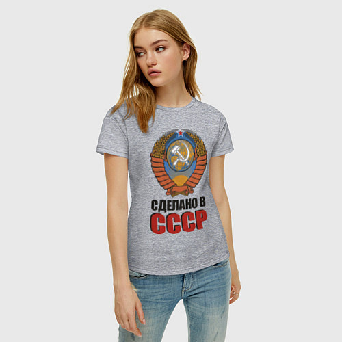 Женская футболка Сделано в СССР / Меланж – фото 3