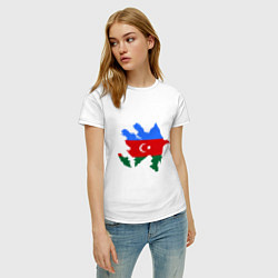 Футболка хлопковая женская Azerbaijan map, цвет: белый — фото 2