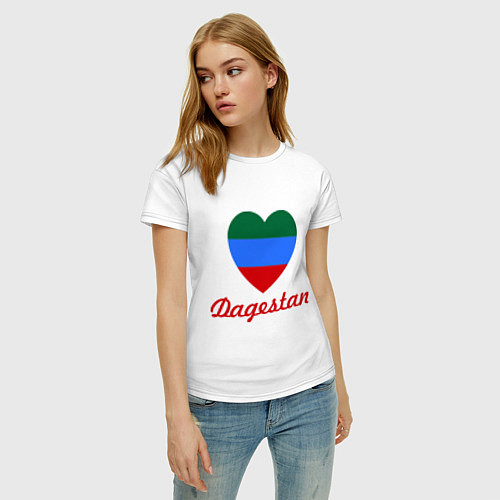 Женская футболка Dagestan: Heart Flag / Белый – фото 3