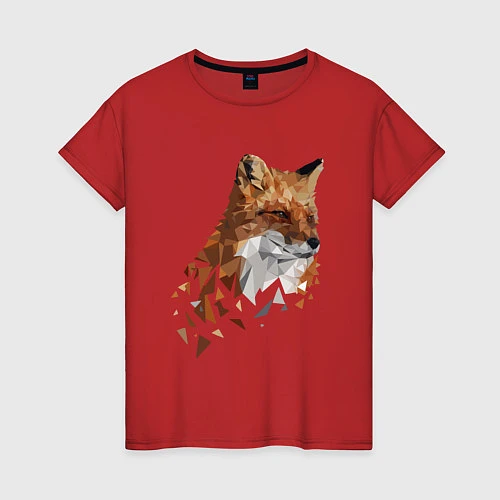 Женская футболка Полигональный лис / Красный – фото 1
