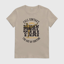 Футболка хлопковая женская Муай Тай фулл-контакт, цвет: миндальный