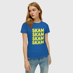 Футболка хлопковая женская Skam Skam цвета синий — фото 2