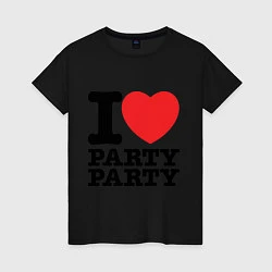 Футболка хлопковая женская I Love Party, цвет: черный