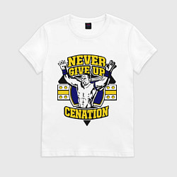 Футболка хлопковая женская Never Give Up: Cenation, цвет: белый