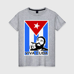 Футболка хлопковая женская Fidel: Viva, Cuba!, цвет: меланж